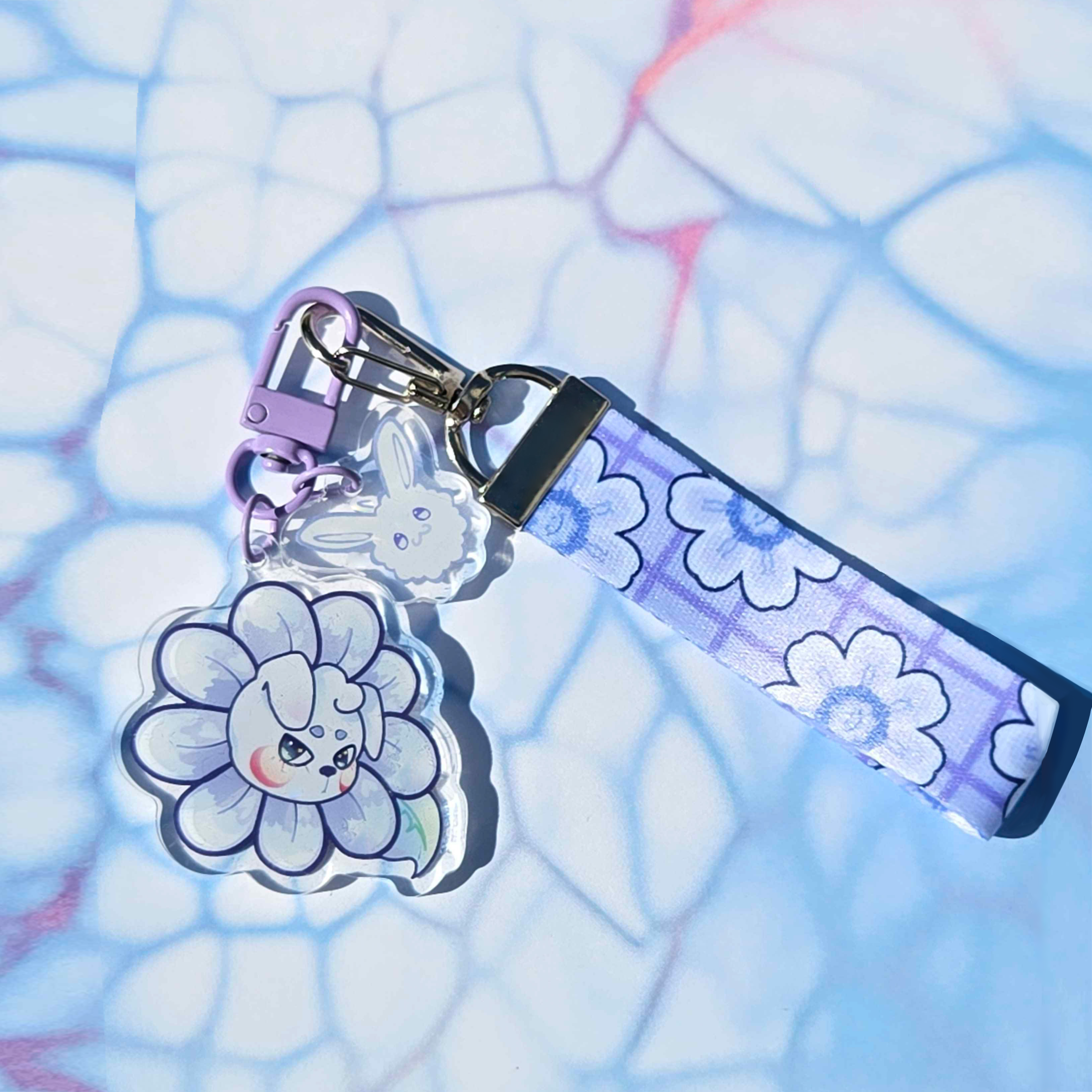 Flower Puppy Clear Acrylic Keychain
