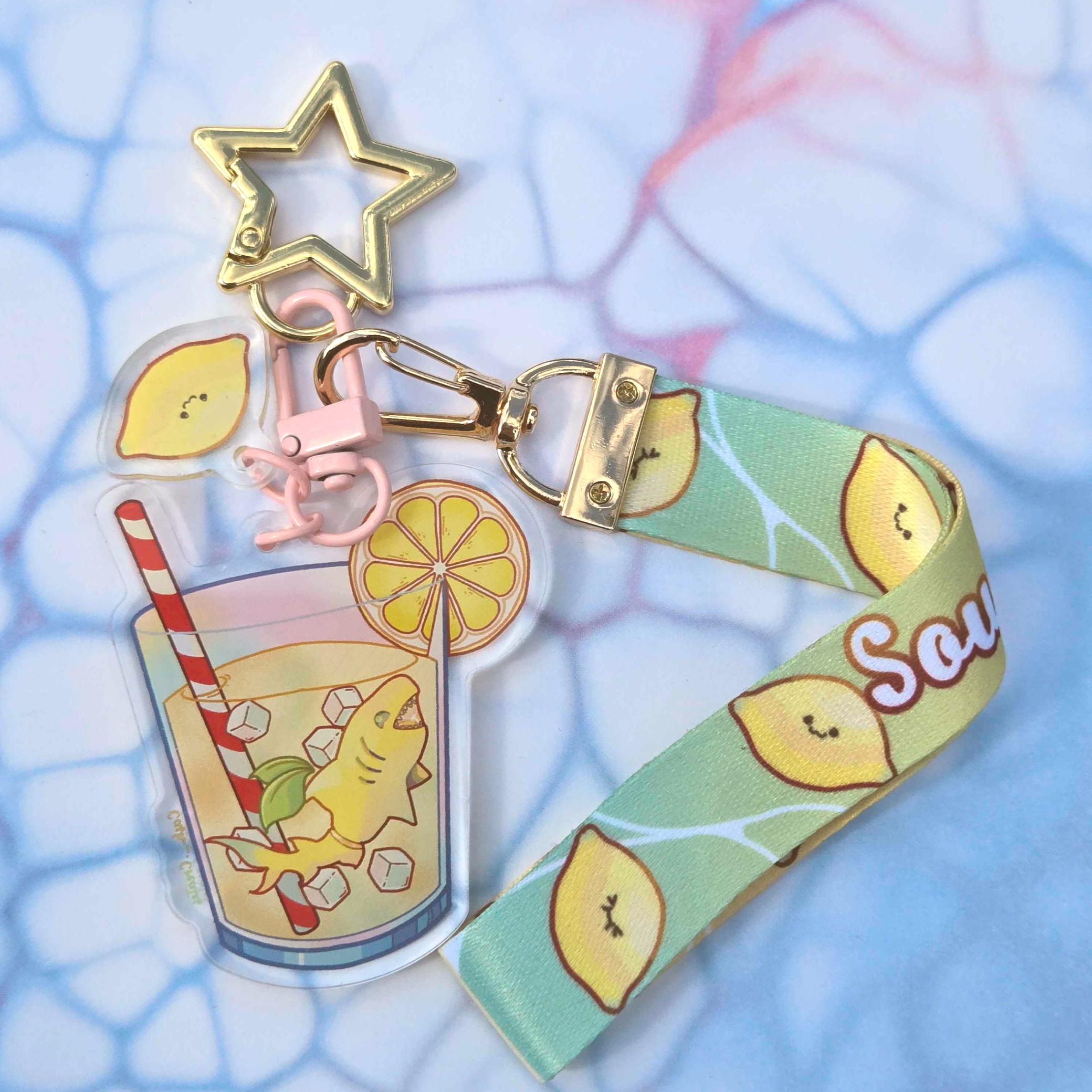 lemon shark clear acrylic keychain